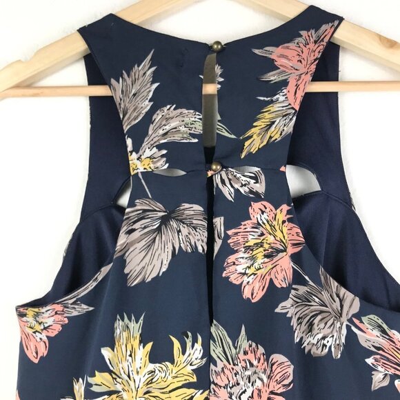 The Impeccable Pig Navy Floral Cut-Out Sleeveless Dress Size Small - Picture 4 of 7